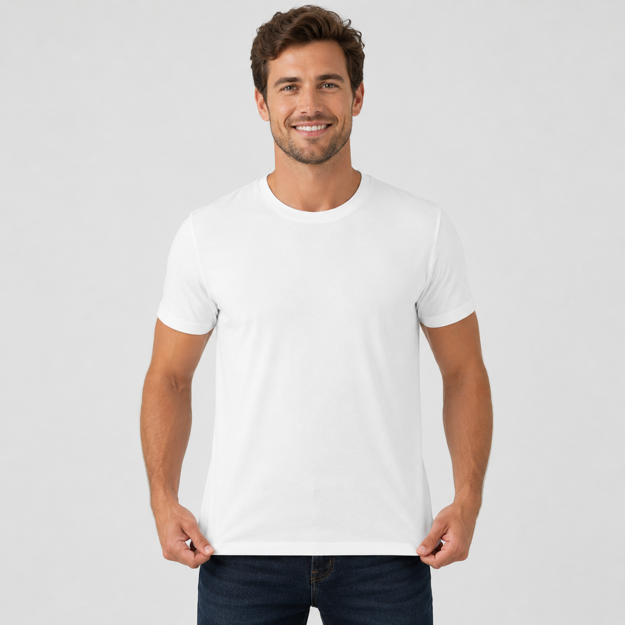 Male model, white shirt